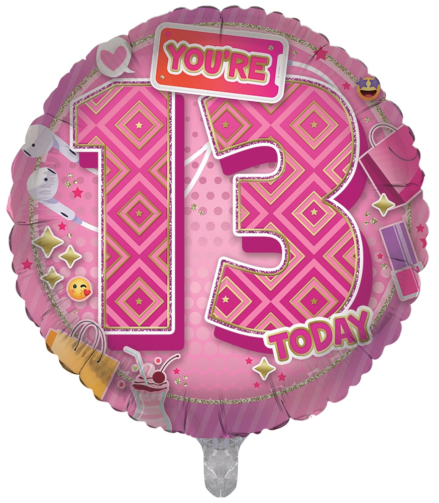 BALLOONS,Age 13 Female (Helium Foil) [Packs Only]