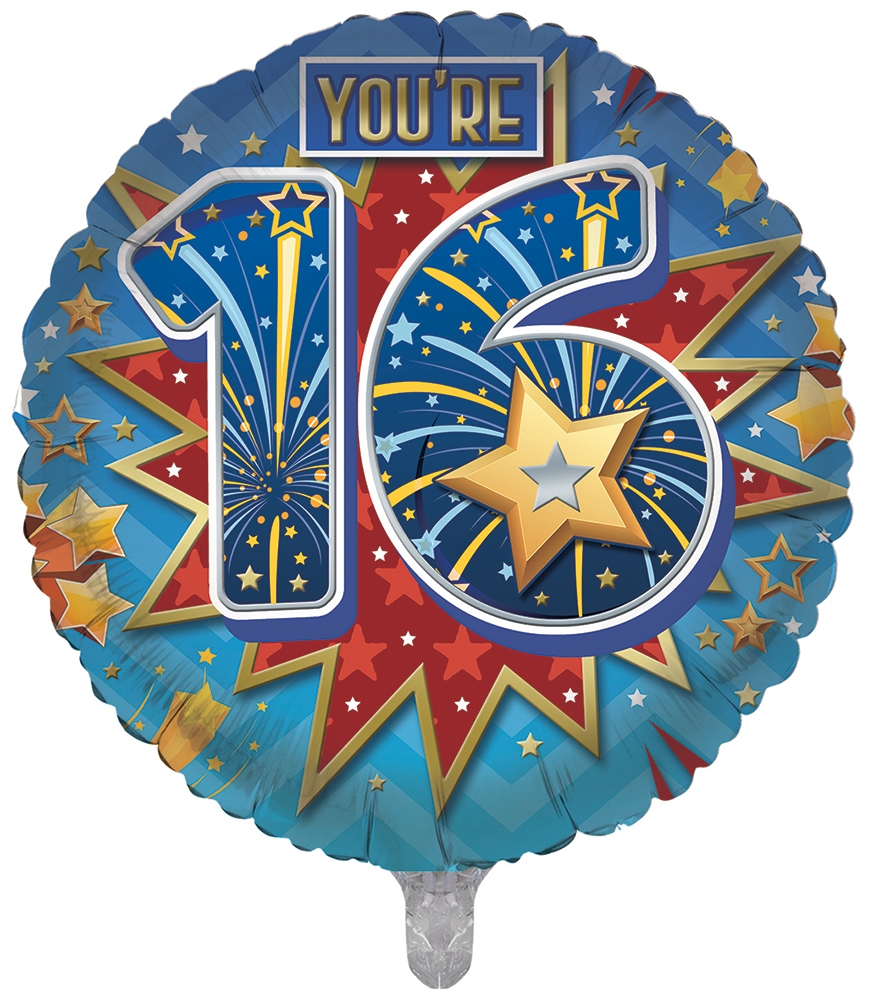 BALLOONS,Age 16 Male (Helium Foil) [Packs Only]