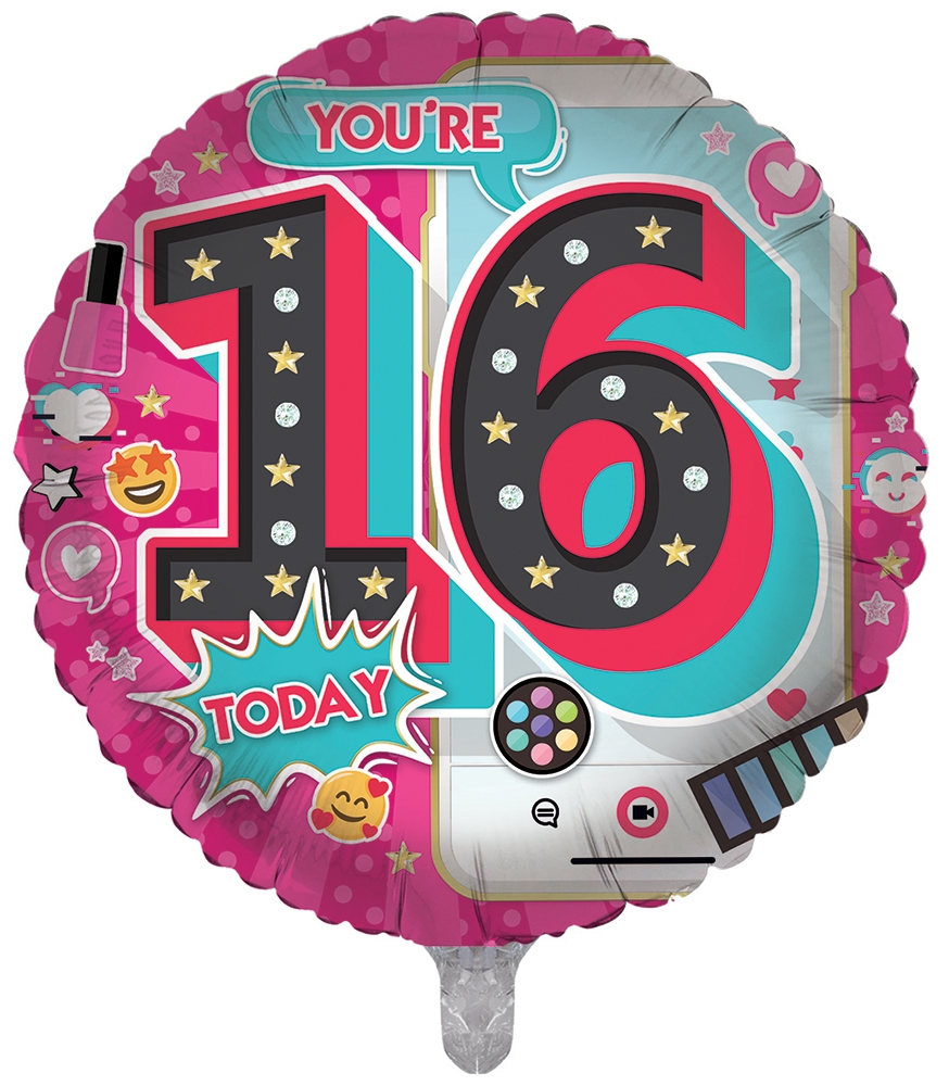 BALLOONS,Age 16 Female (Helium Foil) [Packs Only]