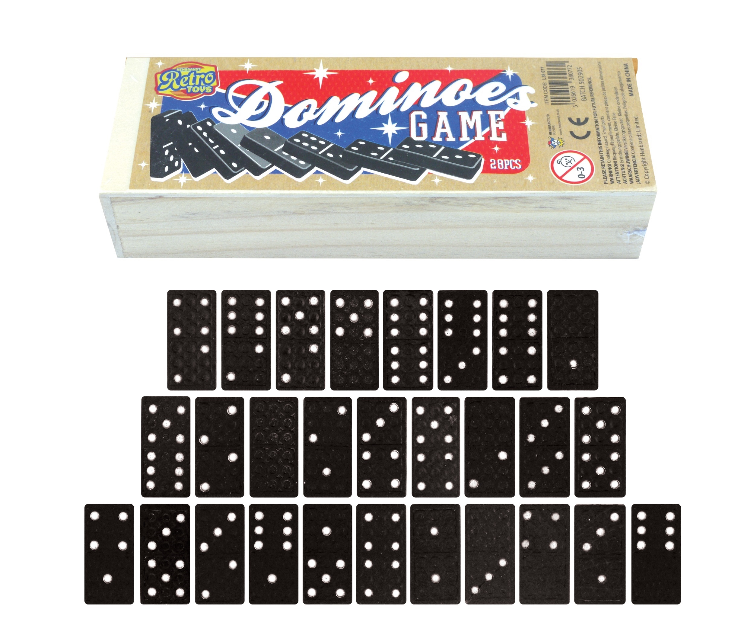 DOMINOES,Black in Wooden Box [Packs Only]