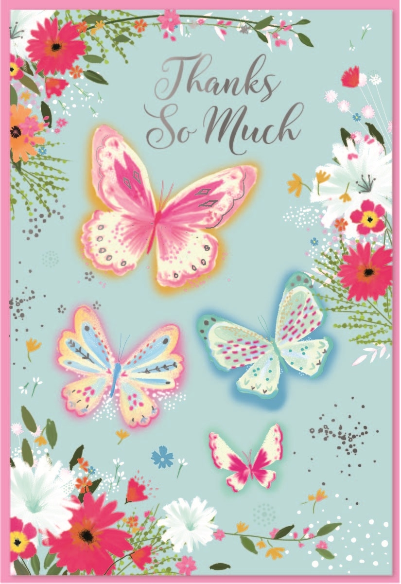 THANK YOU CARDS,6`s Floral Butterflies