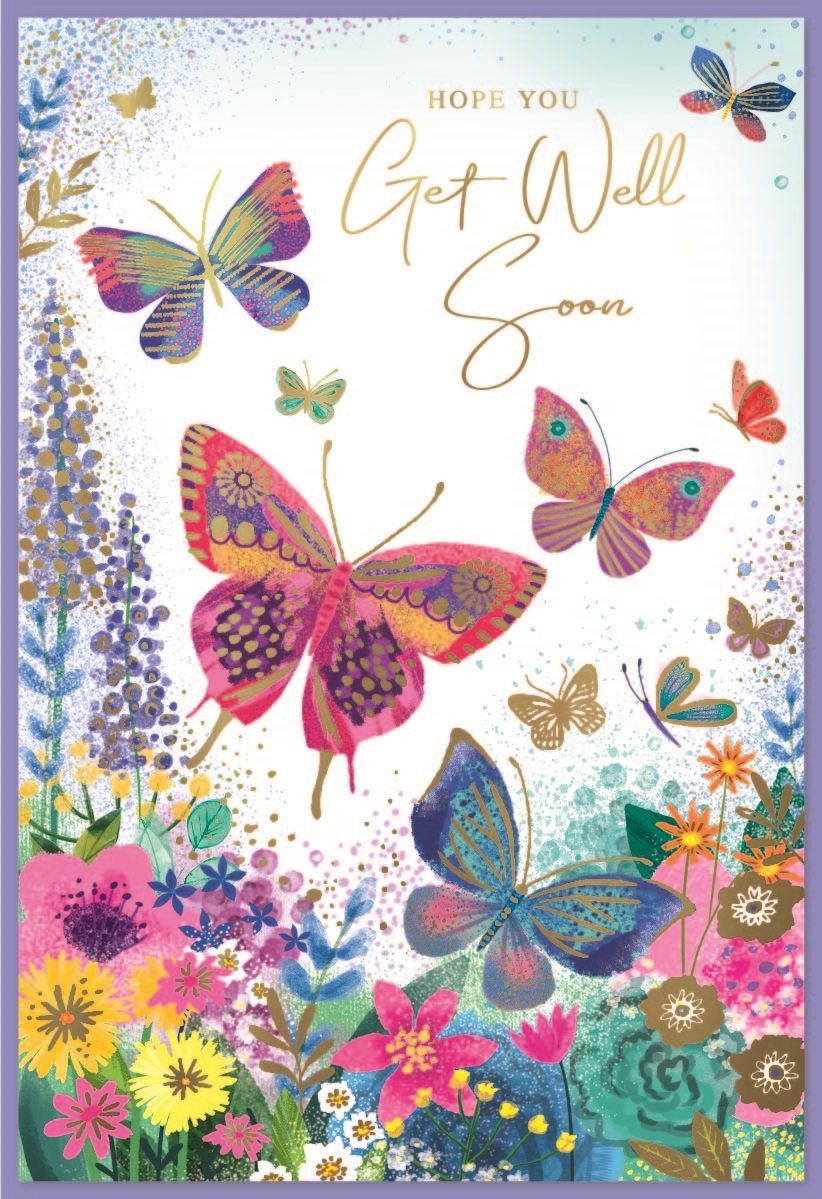 GET WELL CARDS,6`s Butterflies & Wild Flowers