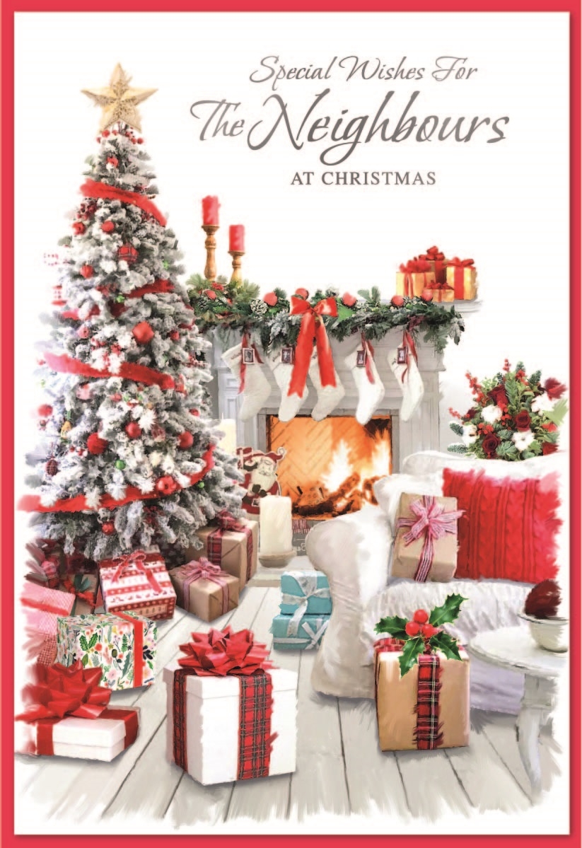 XMAS CARDS,Neighbours 6`s Presents around the Fireplace