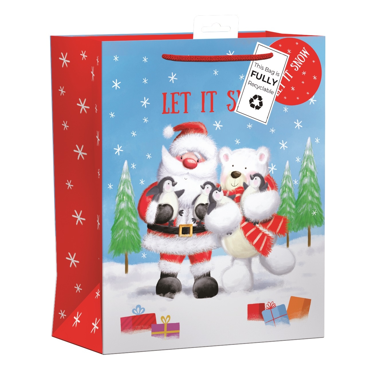 GIFT BAG,Santa & Friends (Large) Recylcable (Was 1.39) [Packs Only]