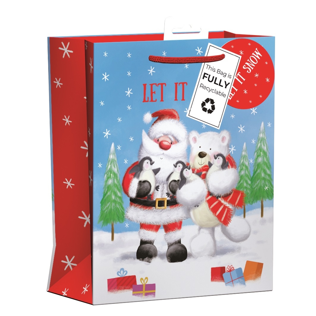 GIFT BAG,Santa & Friends (Medium) Recylcable (Was 0.99) [Packs Only]
