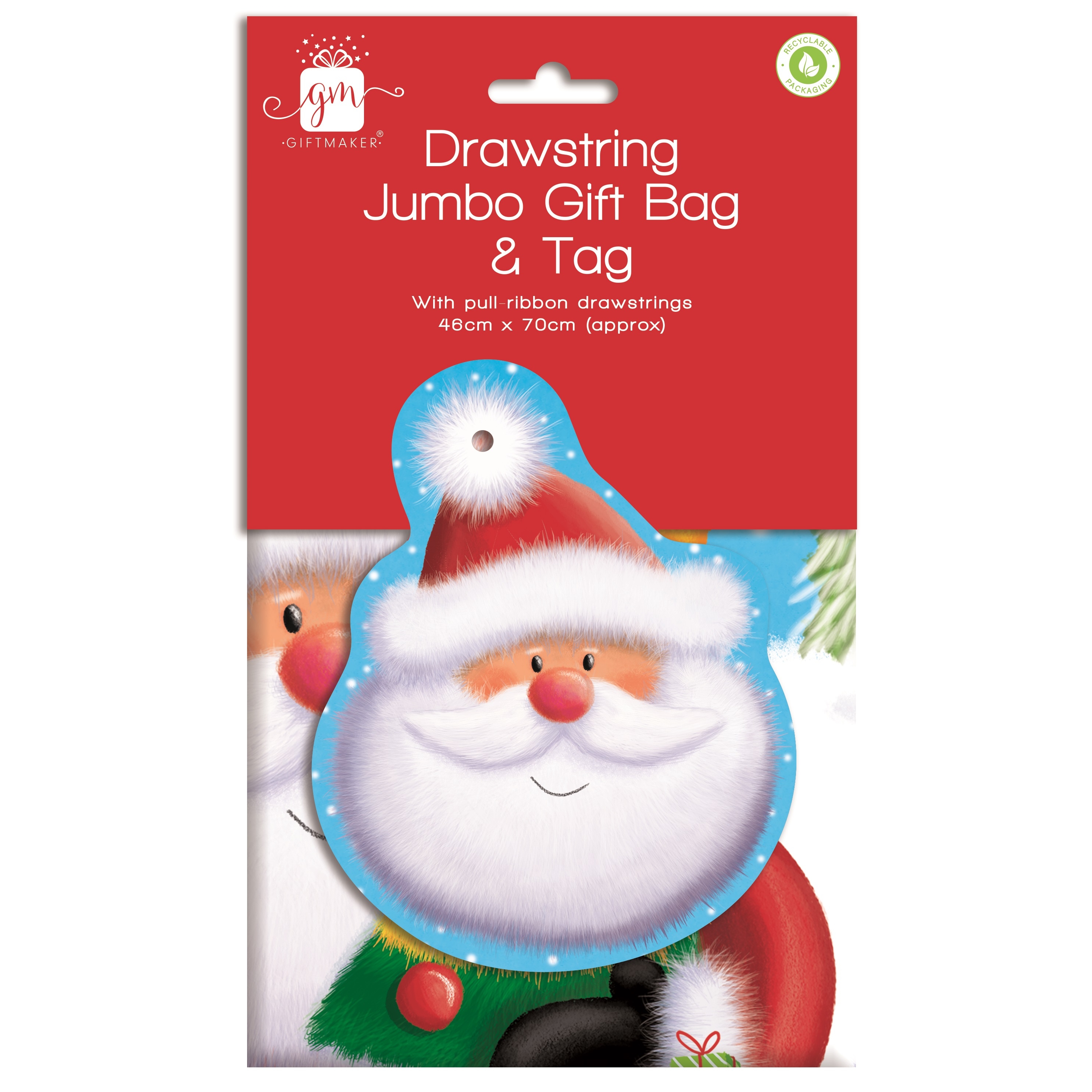 SANTA SACK,Drawstring,Novelty Printed (Jumbo) 46 x 70cm [Splittable]