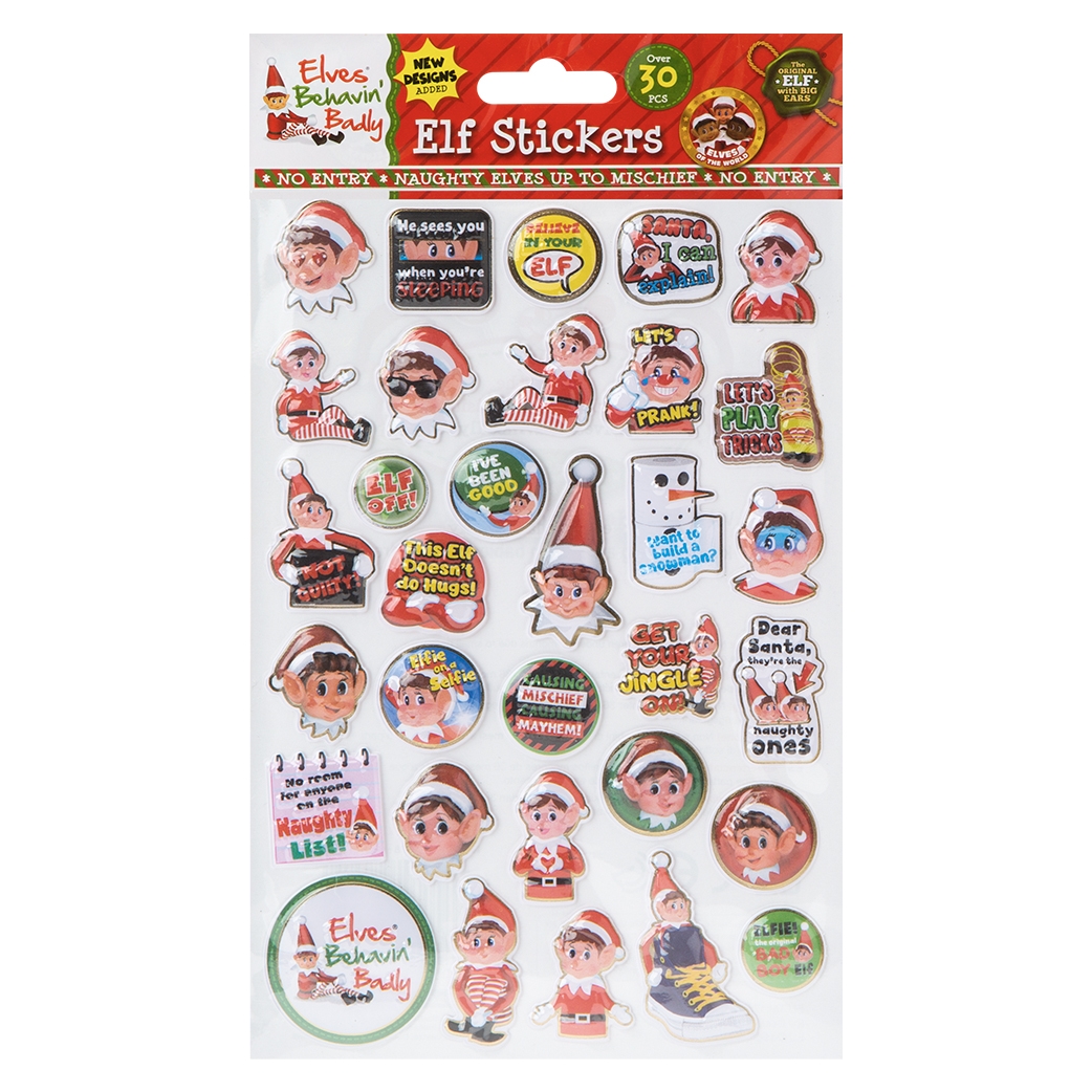 XMAS STICKERS,Vinyl Puffy Elf 2 Assorted [Splittable]