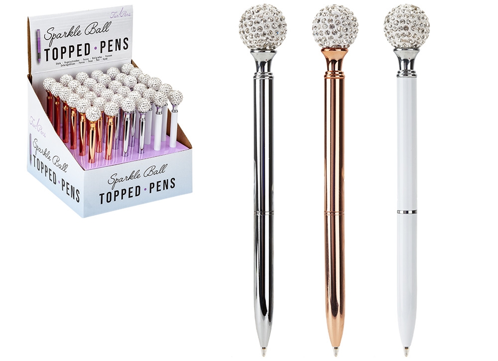 BALL PEN Sparkle Ball Topped Pens CDU [Packs Only]