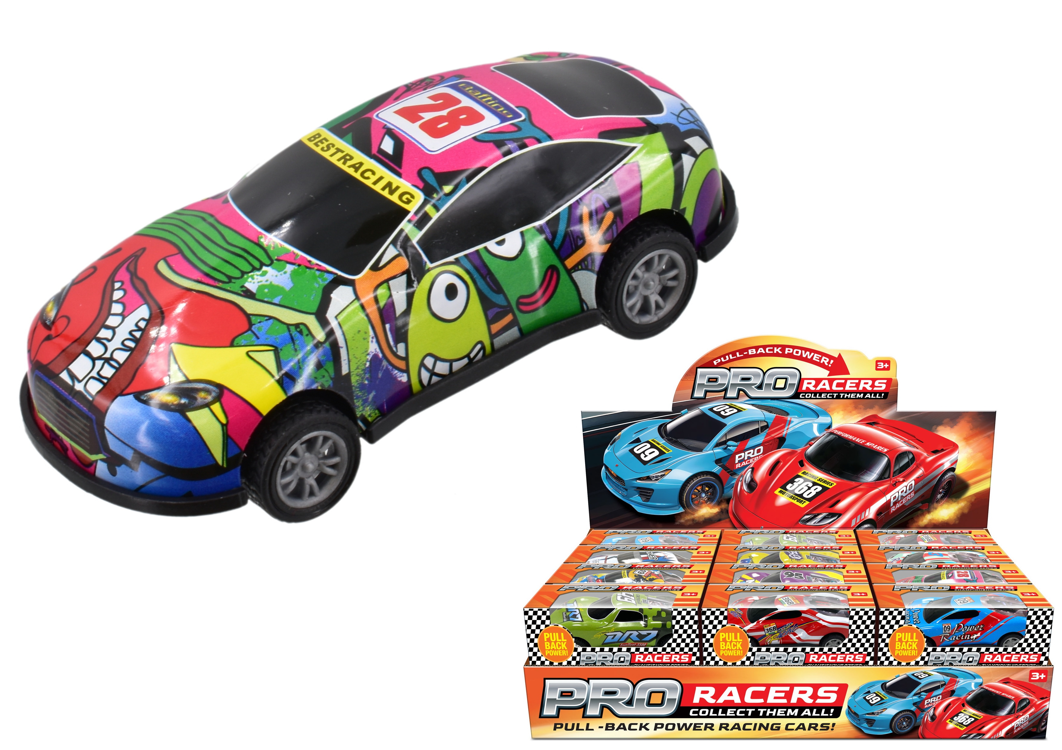 CAR, Pro Racer, Pull Back 8cm Asst Designs CDU [Packs Only]