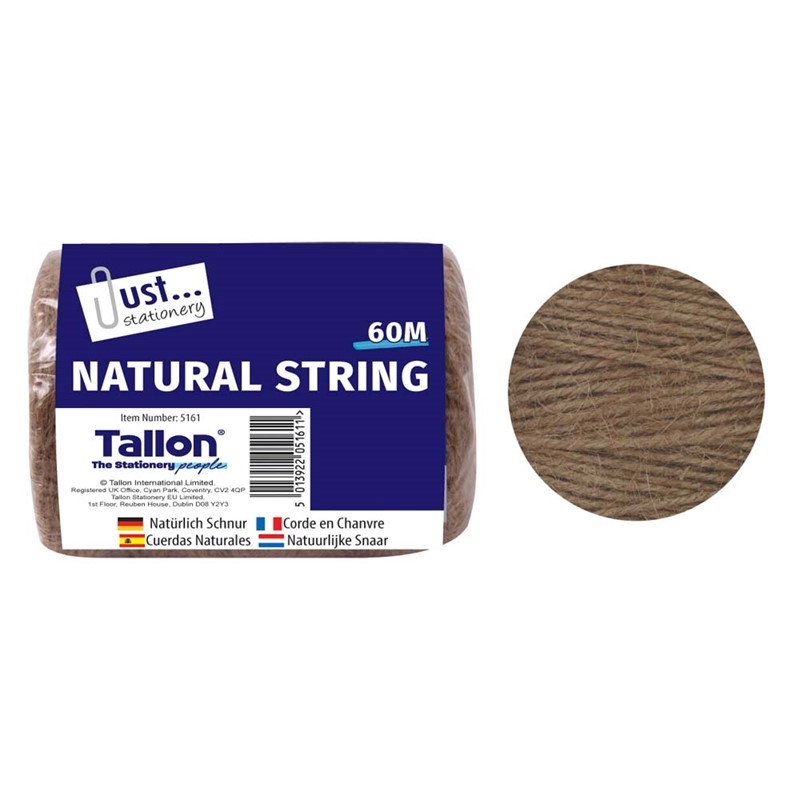 STRING,Natural Twine, Spool 60m [Packs Only]