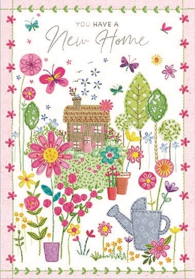 NEW HOME CARDS,6`s Cross Stitch Floral Cottage