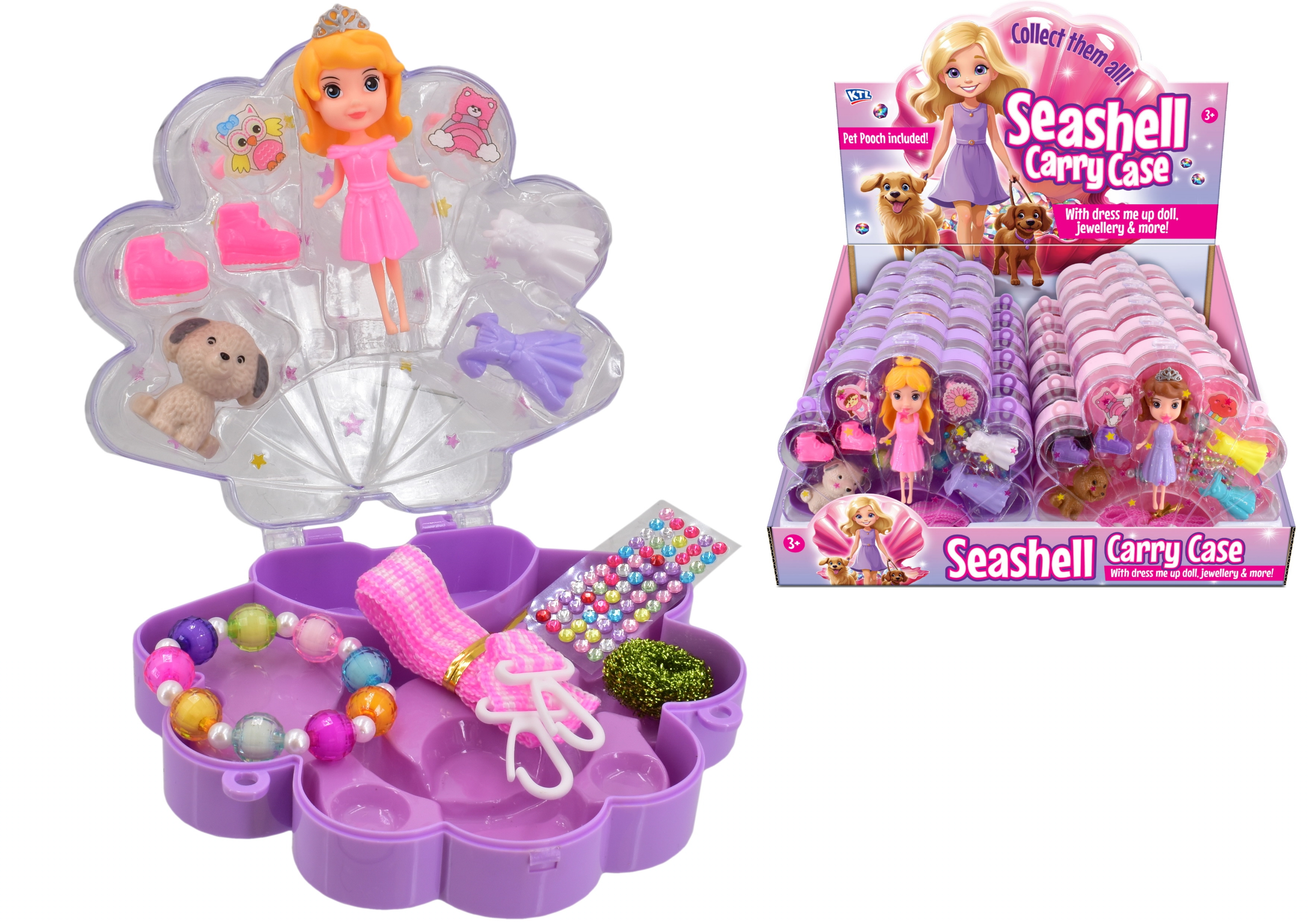 DOLL IN SEASHELL CARRY CASE Inc. Accessories 2 Asst CDU [Splittable]