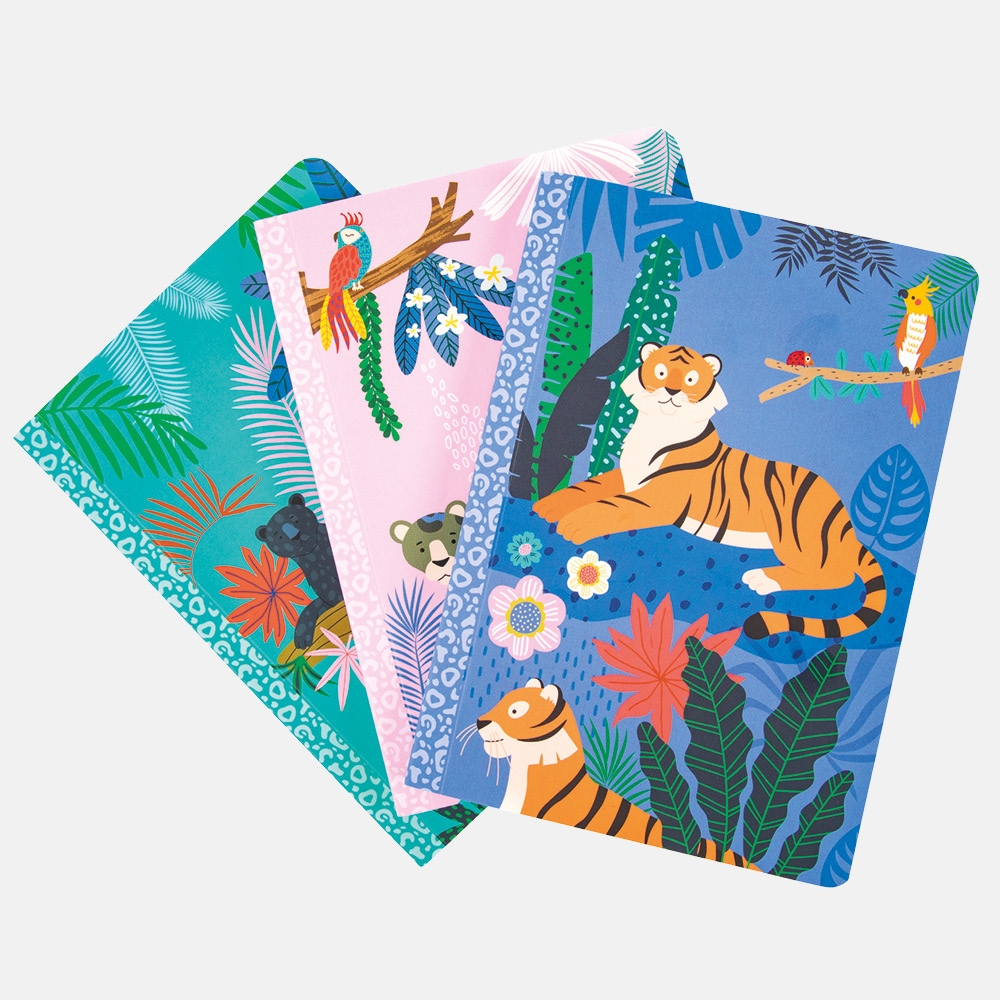 NOTEBOOK,A6 Jungle Life 3`s Casebound Soft Touch 96 page