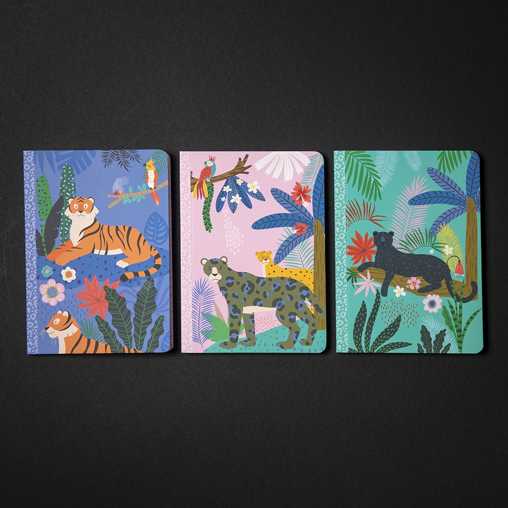 NOTEBOOK,A6 Jungle Life 3`s Casebound Soft Touch 96 page