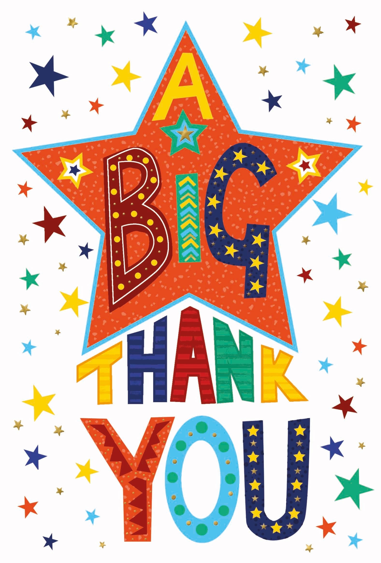 THANK YOU CARDS,6`s Multicoloured Stars