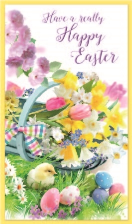 EASTER CARDS,Open 6`s Daffodils, Chick & Eggs