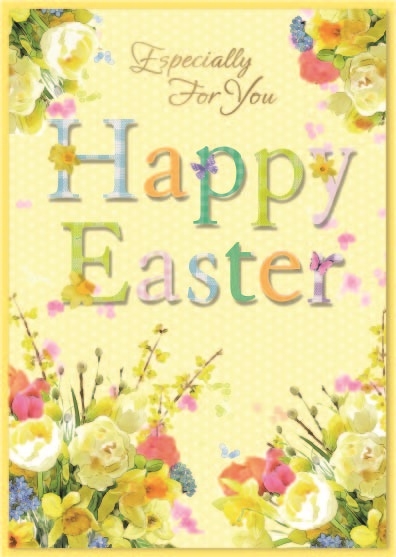 EASTER CARDS,Open 6`s Daffodils & Text
