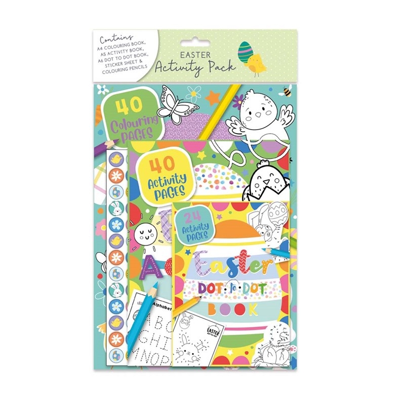 ACTIVITY PACK,Easter, 3 Books Stickers & Coloured Pencils [Splittable]
