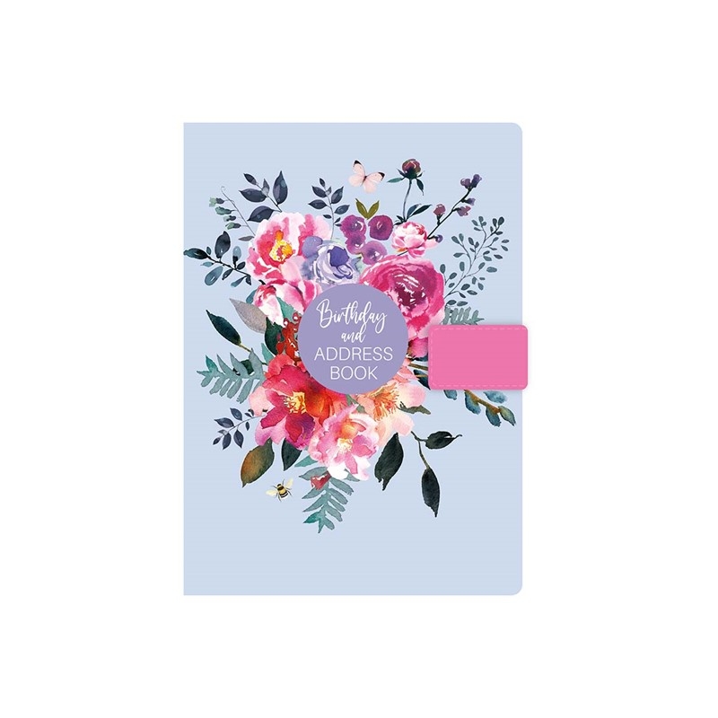 ADDRESS & BIRTHDAY BOOK, A5 A-Z Index Mauve Floral CDU [Splittable]