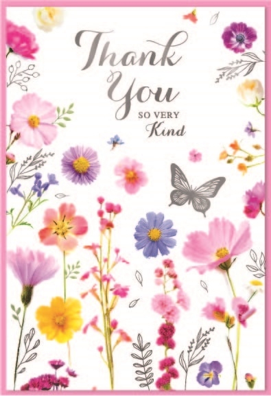 THANK YOU CARDS,6`s Floral Butterflies