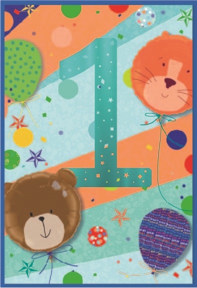 AGE 1 CARDS,Male 6`s Animal Balloons