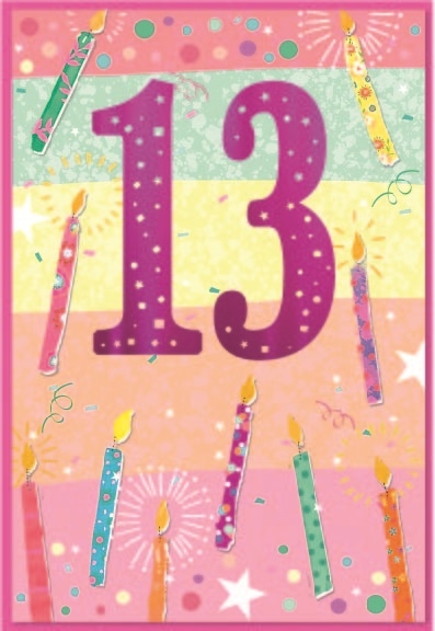 AGE 13 CARDS,Female 6`s Candles
