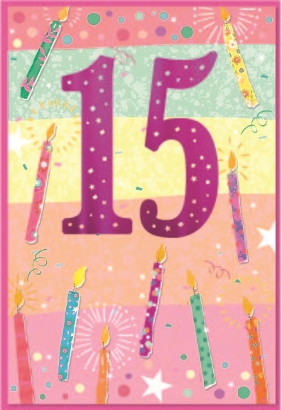 AGE 15 CARDS,Female 6`s Candles