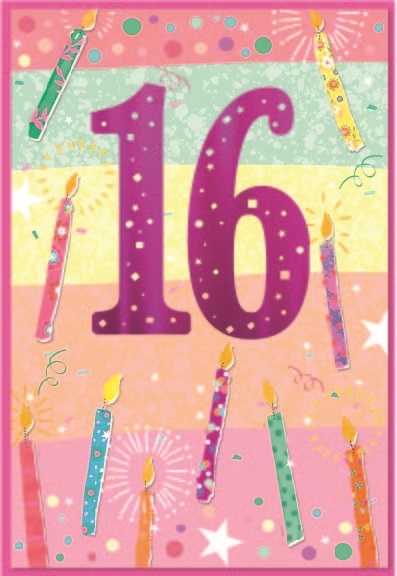 AGE 16 CARDS,Female 6`s Candles