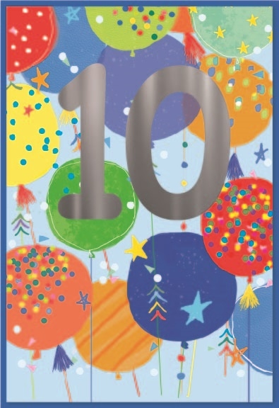 AGE 10 CARDS,Male 6`s Balloons