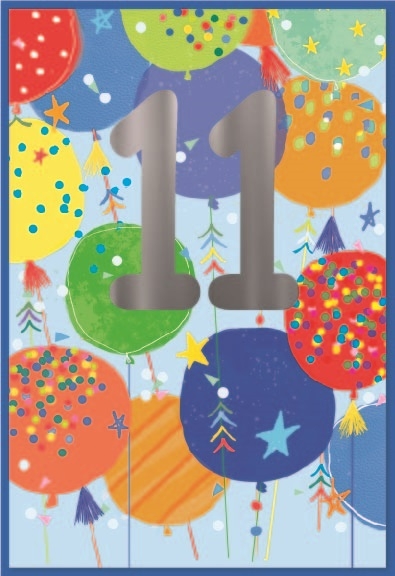AGE 11 CARDS,Male 6`s Balloons