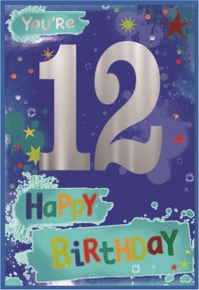 AGE 12 CARDS,Male 6`s Text & Stars
