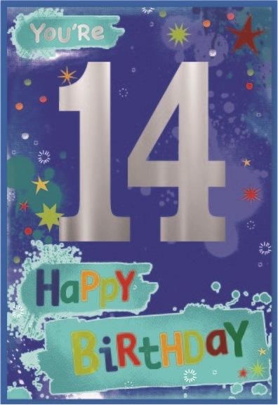 AGE 14 CARDS,Male 6`s Text & Stars
