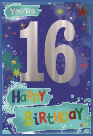 AGE 16 CARDS,Male 6`s Text & Stars