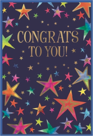 CONGRATULATIONS CARDS,6`s Multicoloured Stars