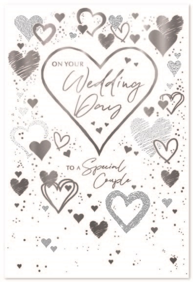 WEDDING DAY CARDS,6`s Silver Hearts