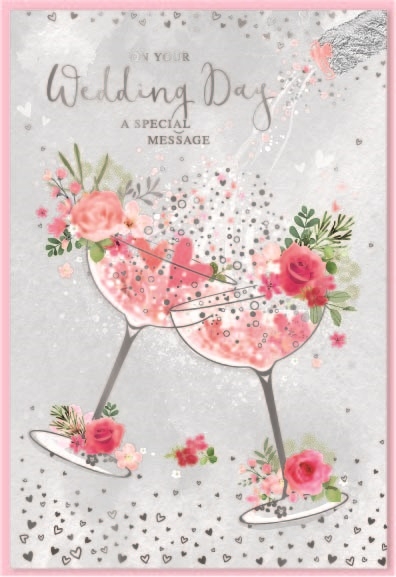 WEDDING DAY CARDS,6`s Floral Glasses