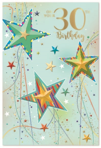 AGE 30 CARDS,Male 6`s Stars & Streamers