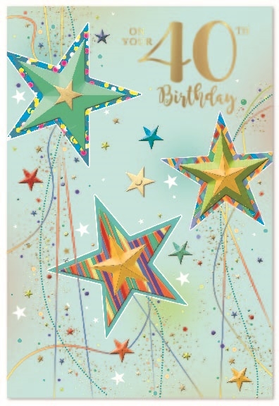 AGE 40 CARDS,Male 6`s Stars & Streamers