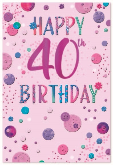 AGE 40 CARDS,Female 6`s Coloured Bubbles