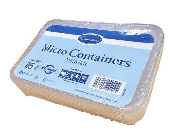 MICRO CONTAINERS,with Lids 5`s Reusable 650ml [Packs Only]