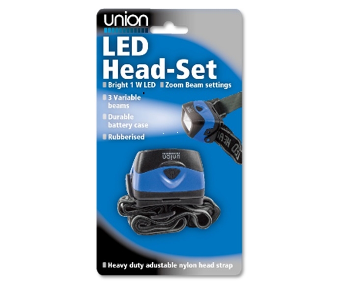 HEAD TORCH, COB LED Head Set 3xAAA Batt Not inc. I/cd [Packs Only]