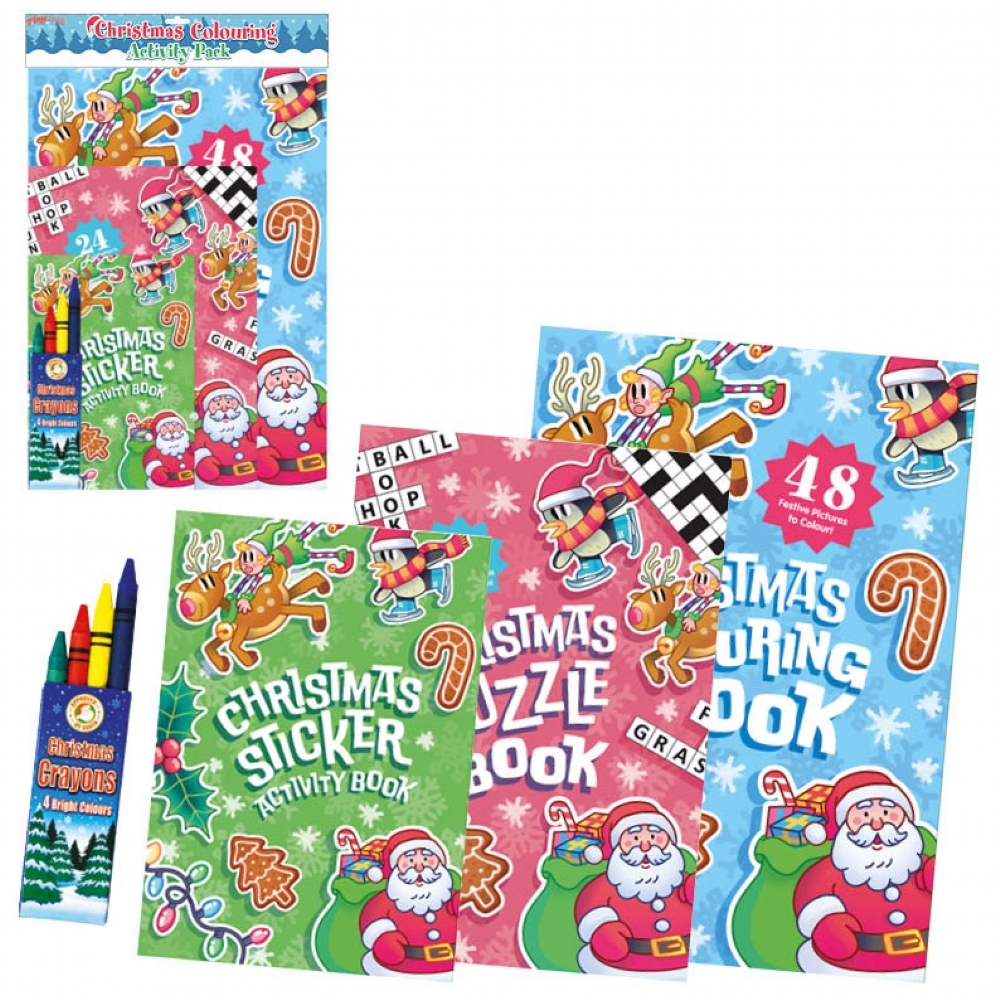 CHRISTMAS ACTIVITY PACK,3Books with Crayons. H/pk [Packs Only]