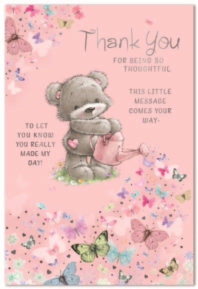 THANK YOU CARDS,6`s Teddy Bear & Butterflies