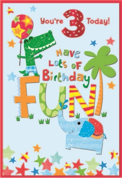 AGE 3 CARDS,Male 6`s Crocodile & Elephant