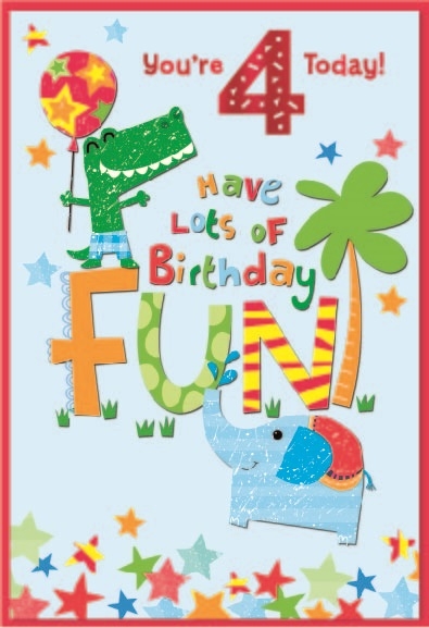 AGE 4 CARDS,Male 6`s Crocodile & Elephant
