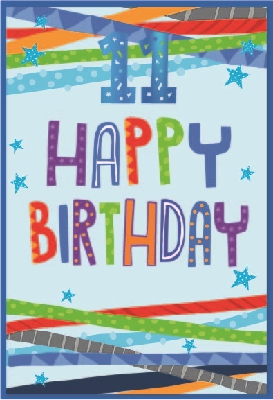 AGE 11 CARDS,Male 6`s Stripes & Stars