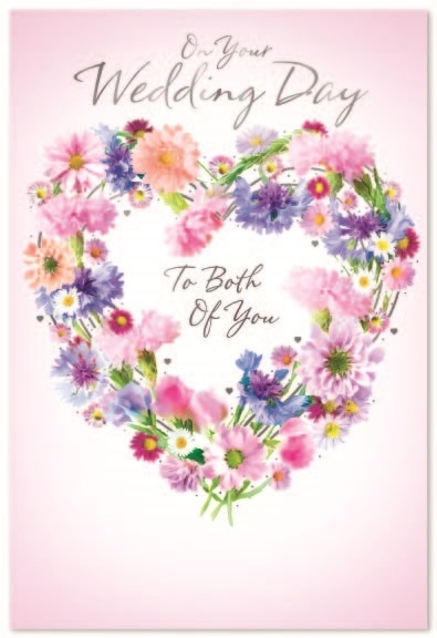 WEDDING DAY CARDS,6`s Floral Heart Wreath