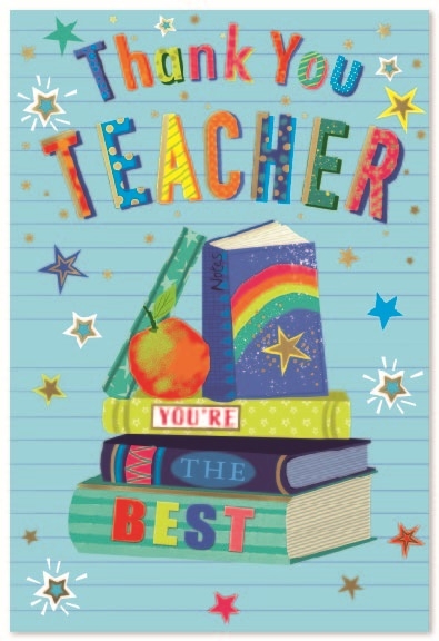 THANK YOU TEACHER CARDS,6`s Books & Stars