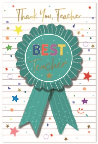 THANK YOU TEACHER CARDS,6`s Rosette & Stars