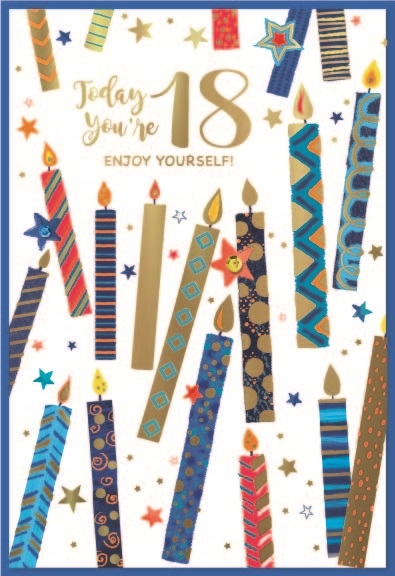 AGE 18 CARDS Male 6`s Candles